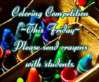 Ad for coloring competition on Friday